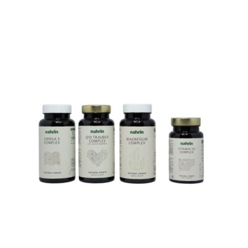 Omega 3 komplex kapszula 75,9 g, Q10 komplex kapszula 27,5 g, Magnézium komplex kapszula 48,7 g + 1 db D-vitamin komplex kapszula 40,2 g