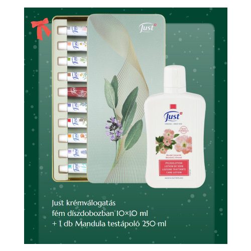 Just krémválogatás fém díszdobozban 10x10 ml + 1 db Mandula testápoló 250 ml