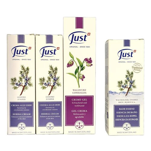 2 db Boróka krém 60 ml, 1 db Wallwurz krém-gél 100 ml + 1 db Boróka fürdőesszencia 75 ml