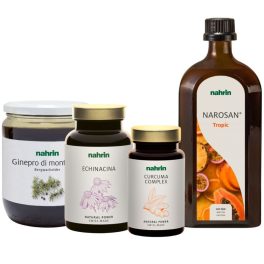   Borókaszirup 500 ml, Echinacina rágótabletta 135 g, Kurkuma komplex kapszula 15 g + 1 db Narosan Tropic 500 ml